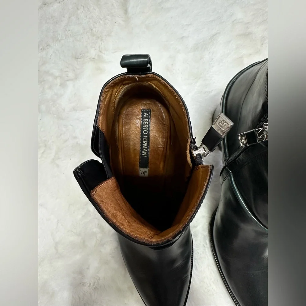 Alberto Fermani Black Leather Ankle Boots - Picture 3 of 15